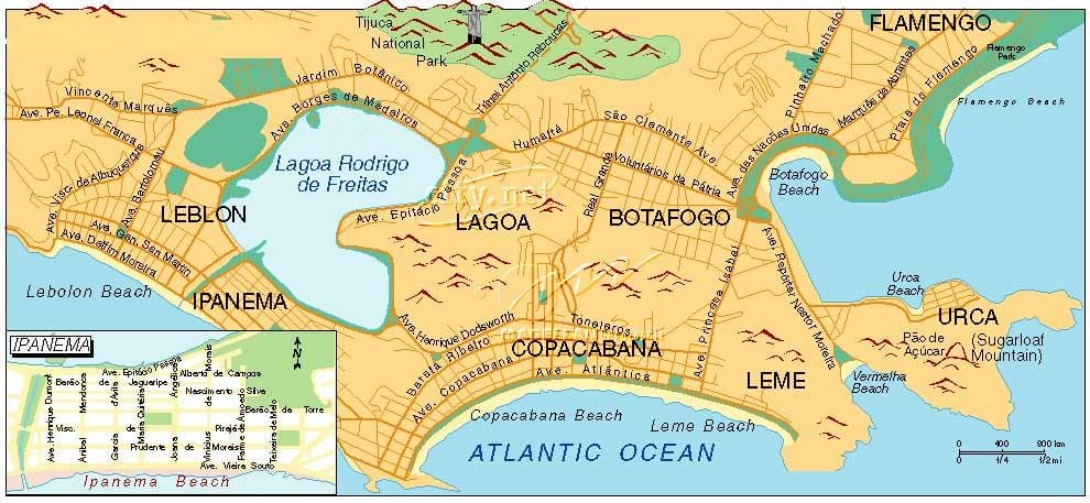 Karte der Strände in Rio de Janeiro