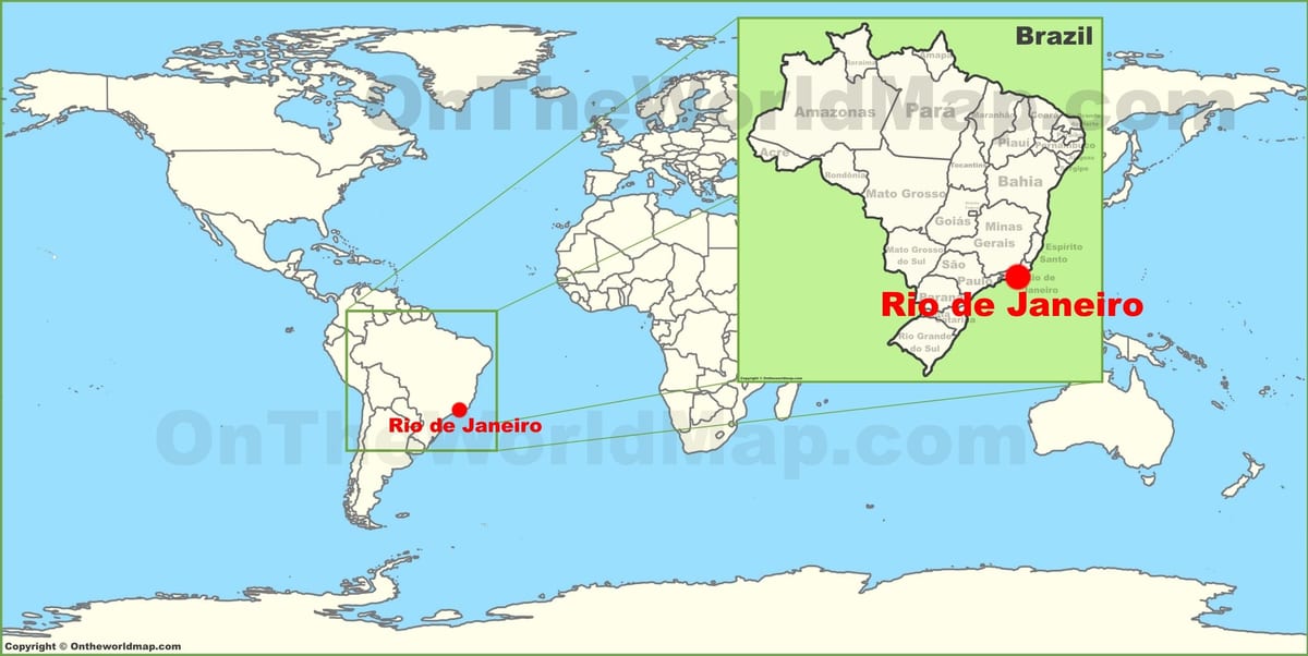 Welt Karte von Rio de Janeiro, Brasilien